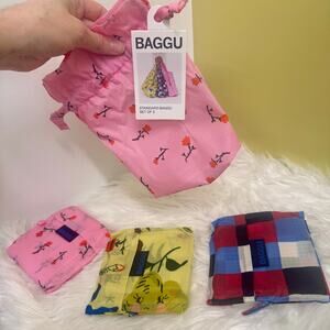 BAGGU Set of 3 Standard Size Reusable Grocery Bag Painted Prairie Wildflower NEW
